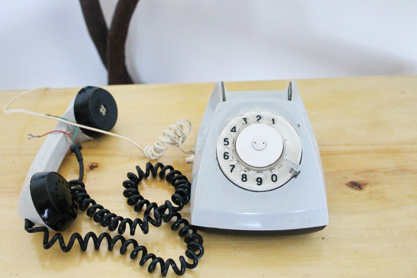 Vintage Soviet grey rotary telephone - 7.1 inches- circle dial rotary phone - vintage phone - made in USSR - 1981