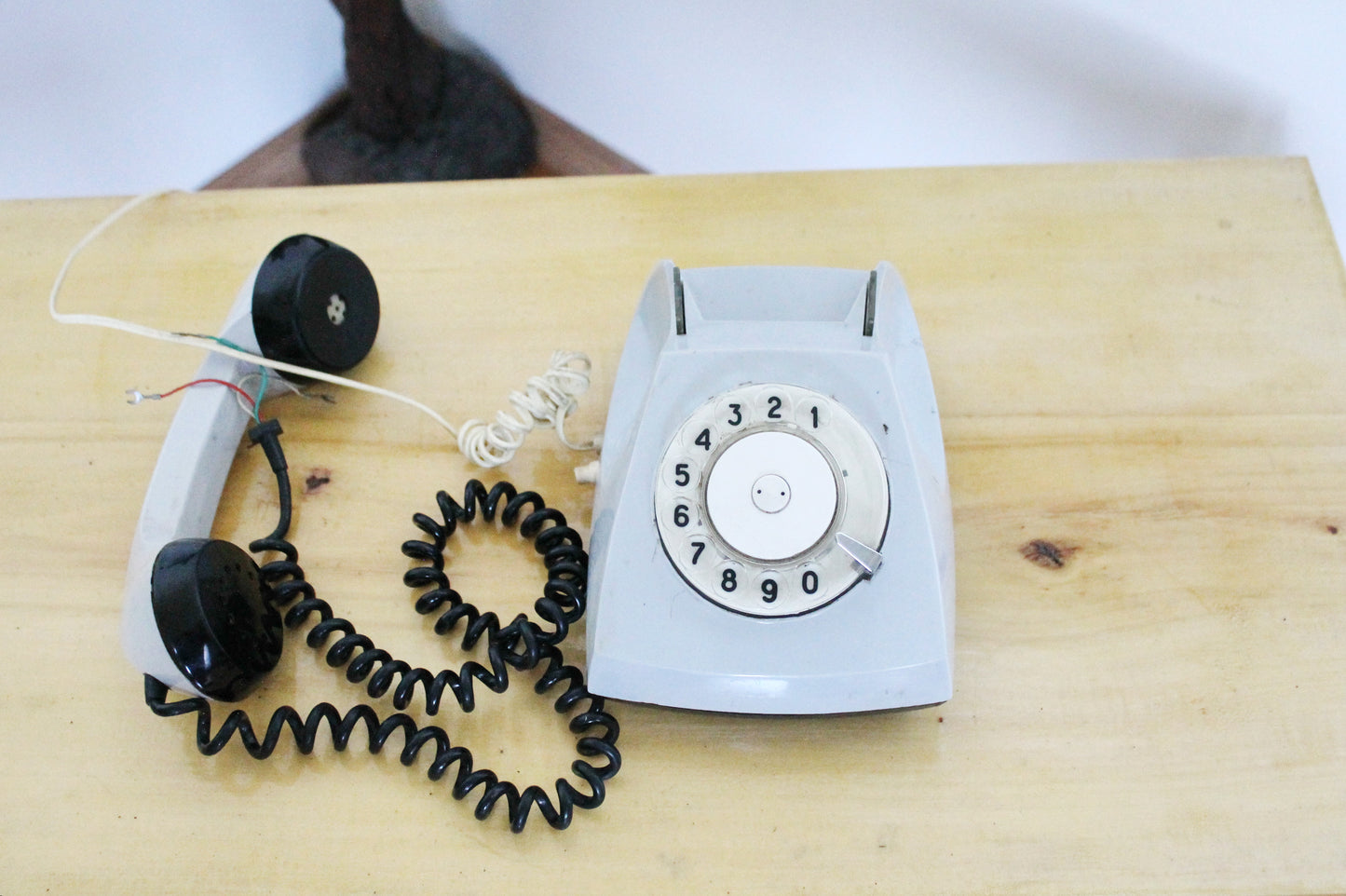 Vintage Soviet grey rotary telephone - 7.1 inches- circle dial rotary phone - vintage phone - made in USSR - 1981