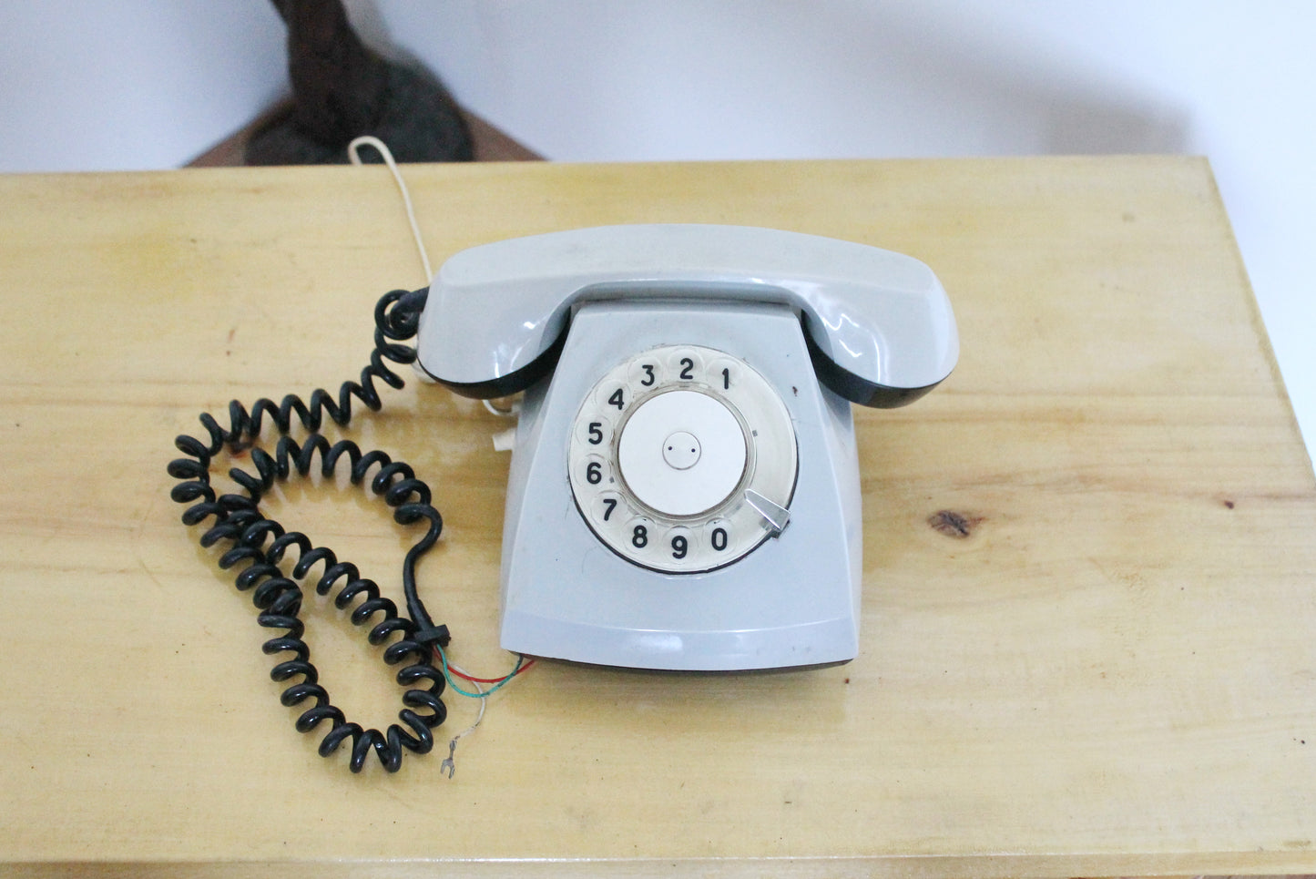 Vintage Soviet grey rotary telephone - 7.1 inches- circle dial rotary phone - vintage phone - made in USSR - 1981