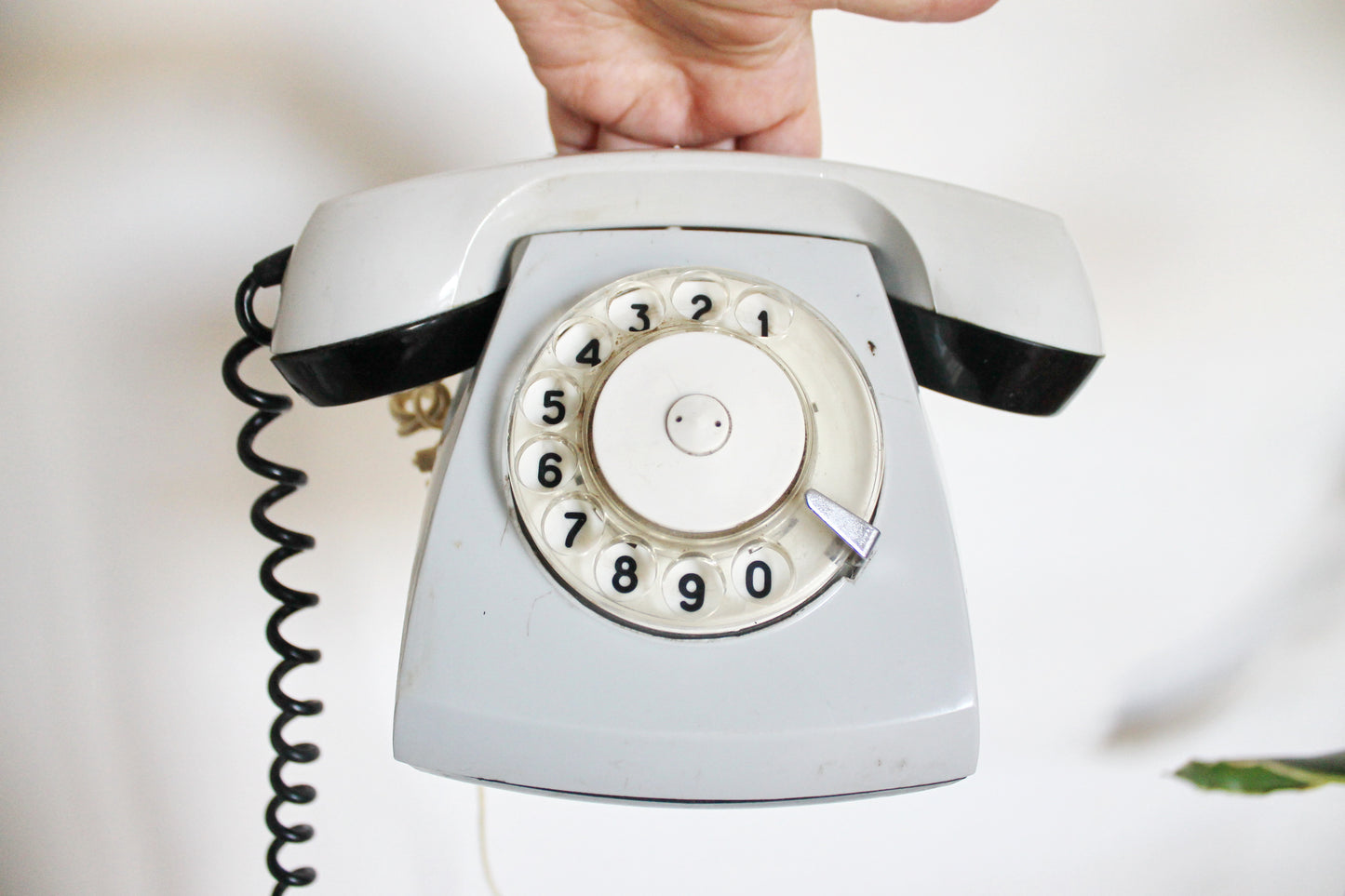 Vintage Soviet grey rotary telephone - 7.1 inches- circle dial rotary phone - vintage phone - made in USSR - 1981