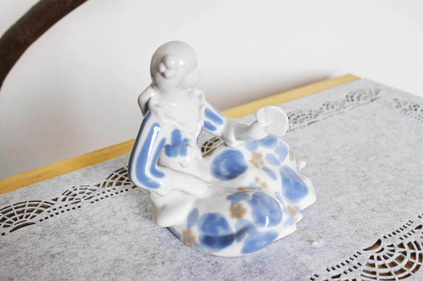 Vintage USSR porcelain figurine - "A Dancer girl with a fan" - Souvenir Statuette - Ukrainian style - 1970s