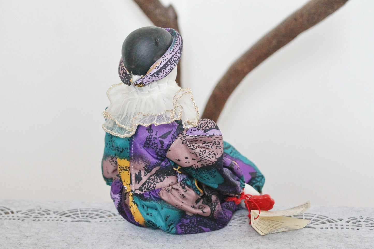 Vintage porcelain Venetian doll - Harlequin - 15 inches- collectible doll - porcelain doll - decor doll - 1980s
