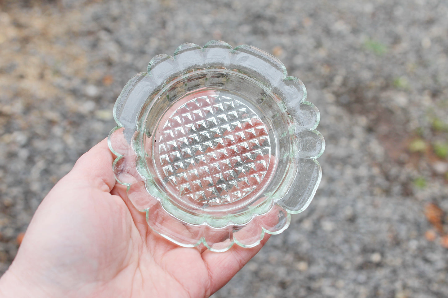 Vintage Round Glass Ash tray. Made in USSR. 1980 soviet era