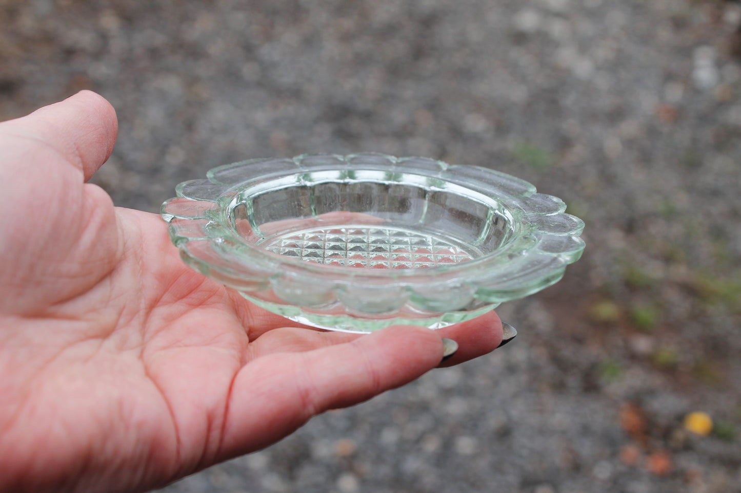 Vintage Round Glass Ash tray. Made in USSR. 1980 soviet era