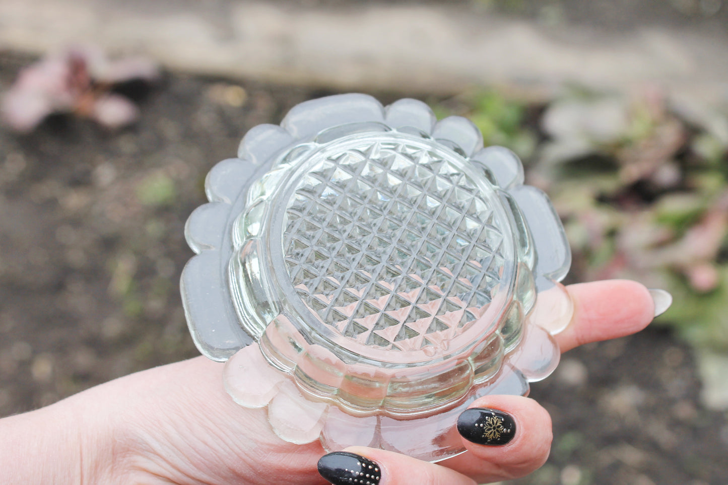 Vintage Round Glass Ash tray. Made in USSR. 1980 soviet era