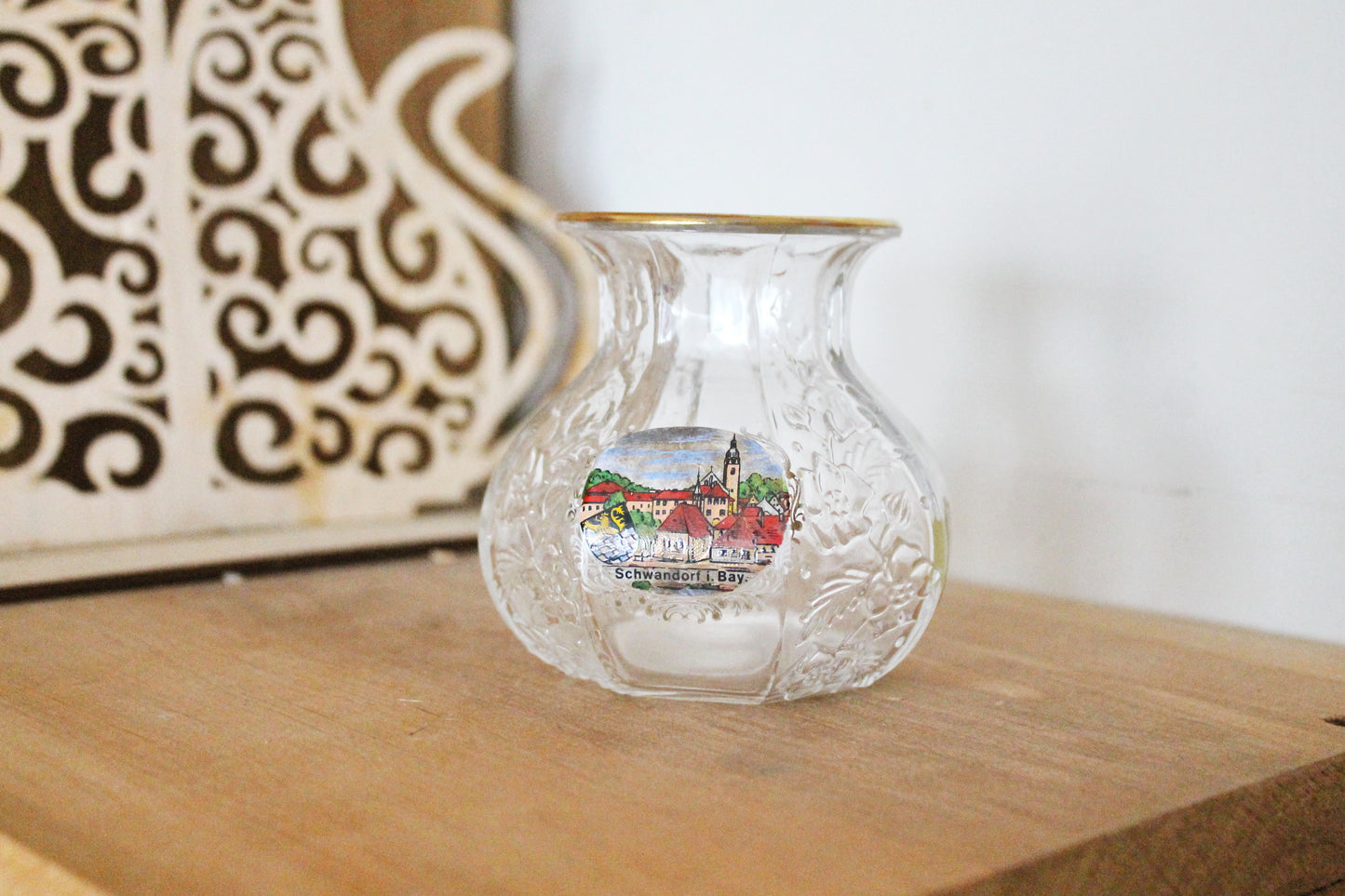 Small vintage glass vase 3.5 inches - Schwandorf - beautiful vintage vase - Germany small vase - home decor vase - 1980s