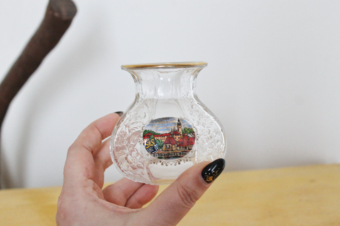 Small vintage glass vase 3.5 inches - Schwandorf - beautiful vintage vase - Germany small vase - home decor vase - 1980s