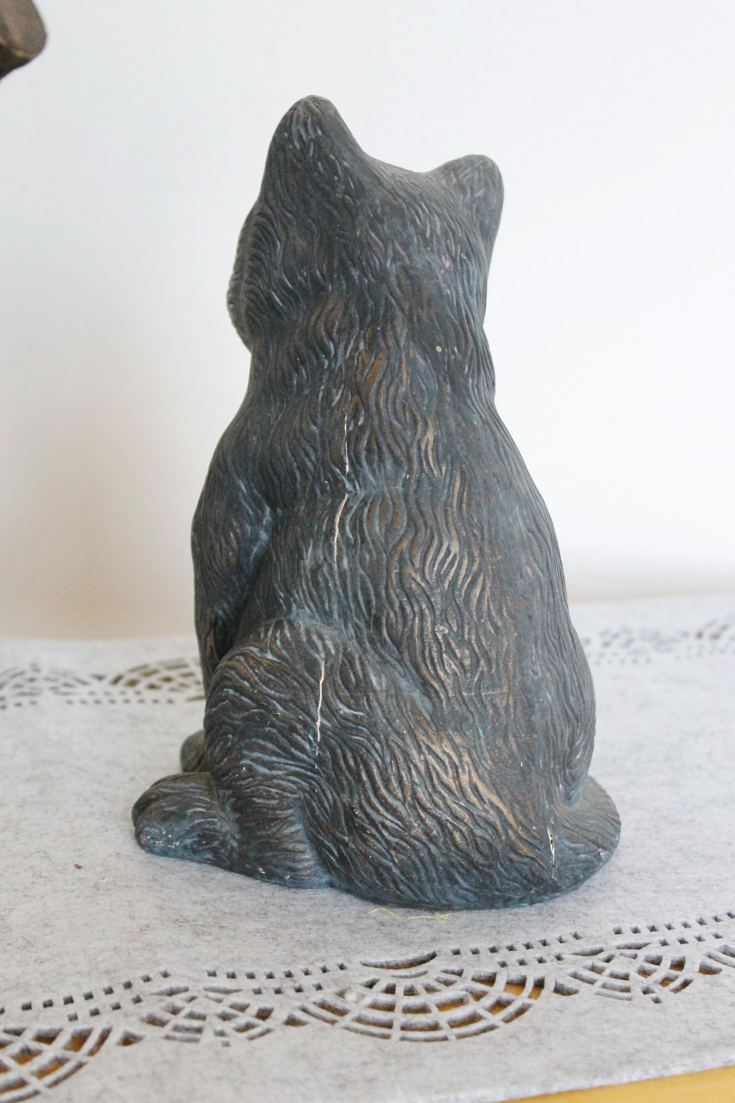 Vintage ceramic figurine Grey Cat - 8.3 inches - Germany statue - vintage Germany ceramic figurine - 1990s