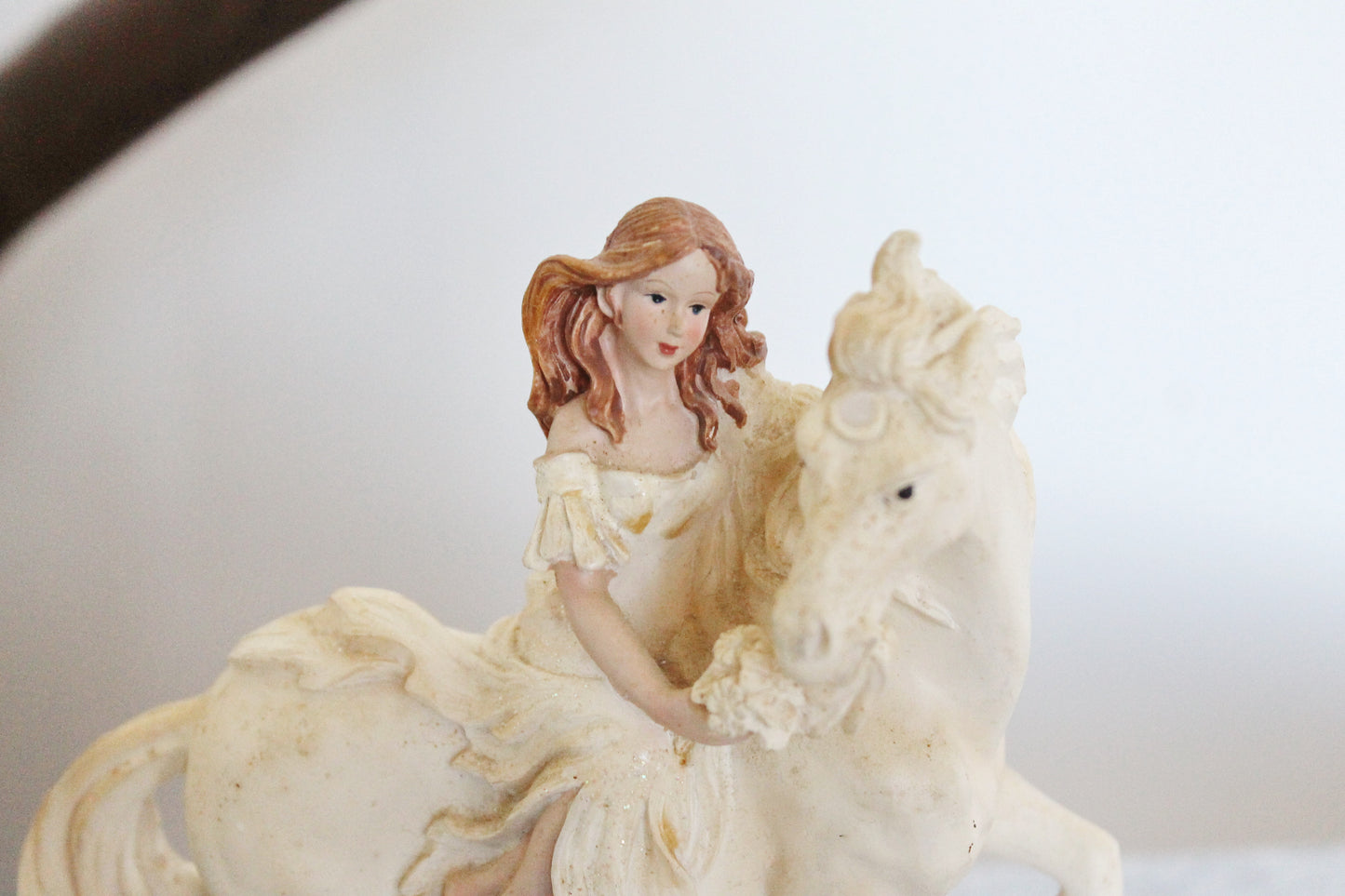 Vintage figurine made of gypsum - A Girl on a horse - 6.7 inches - vintage decor - Germany vintage - later 1980s