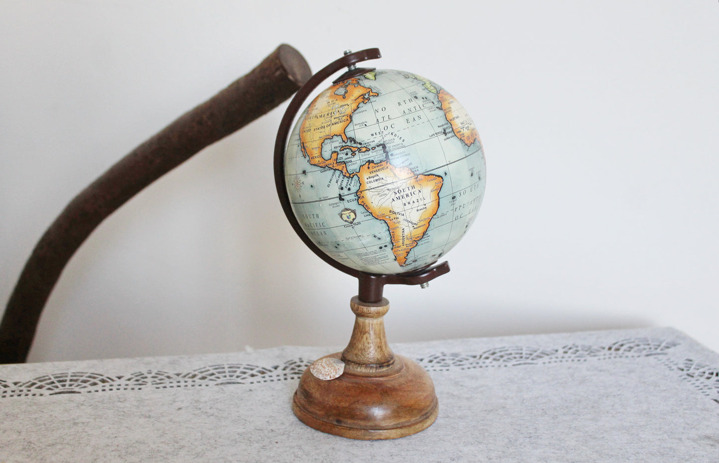 Vintage Small globe - Wooden globe - Earth globe - World globe - Desk globe - School globe - Gift idea