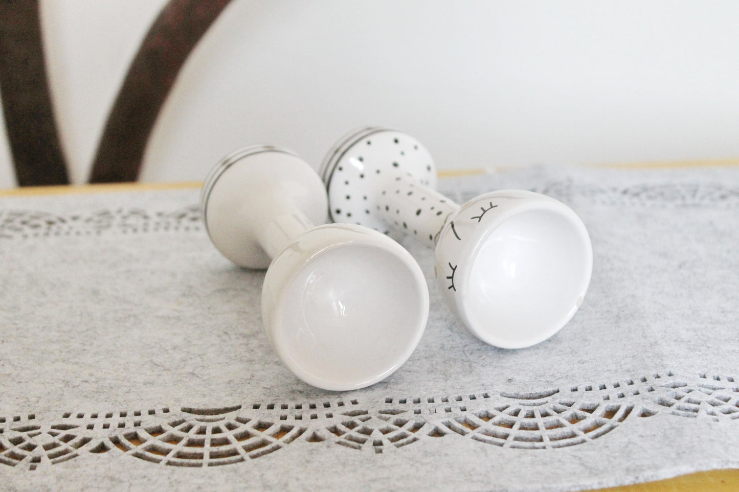 Set of two Vintage porcelain egg holders - 5.5 inches - Vintage Germany ceramic egg stand - 2000s