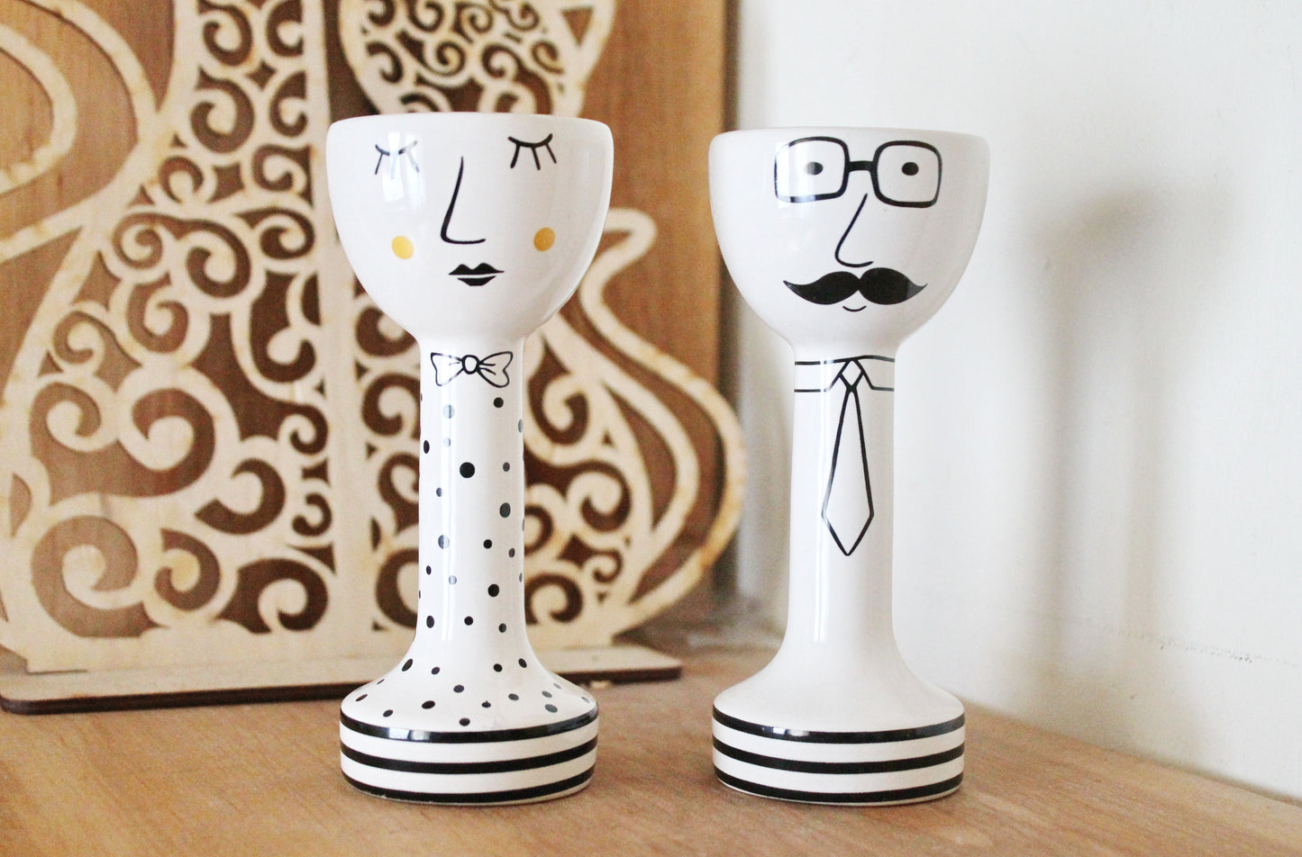 Set of two Vintage porcelain egg holders - 5.5 inches - Vintage Germany ceramic egg stand - 2000s