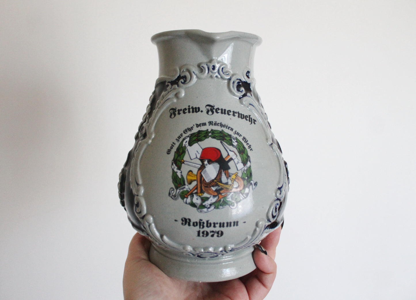 Clay jug - Vintage big Ceramic Pottery Clay Pot - 7.5 inches - Germany vintage jug - 1970s