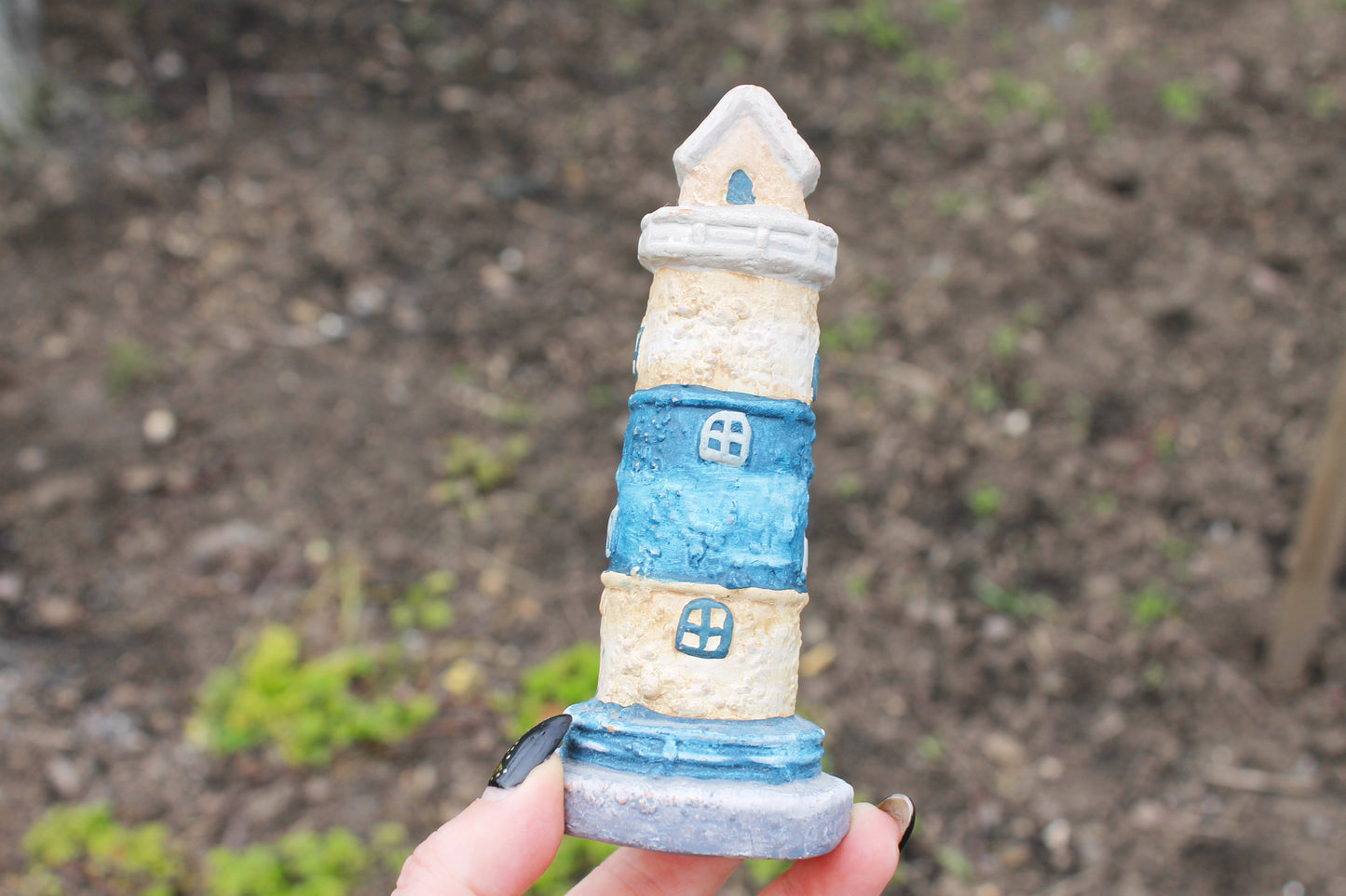 Vintage clay - the Lighthouse figurine - 5.3 inches - Germany figurine - vintage decor - Germany vintage -1990s