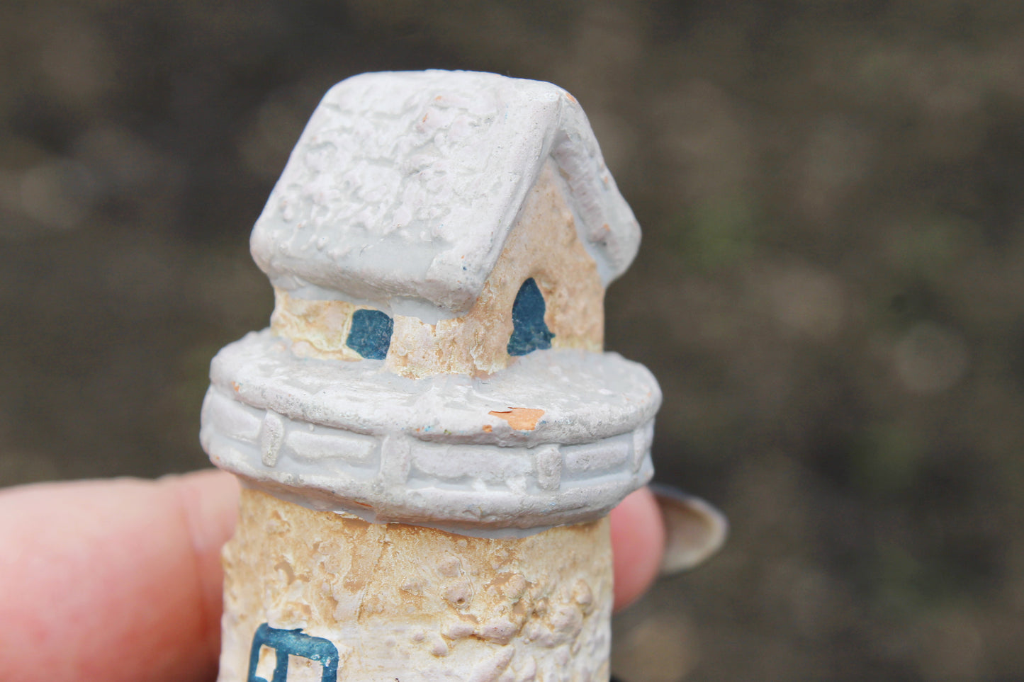 Vintage clay - the Lighthouse figurine - 5.3 inches - Germany figurine - vintage decor - Germany vintage -1990s