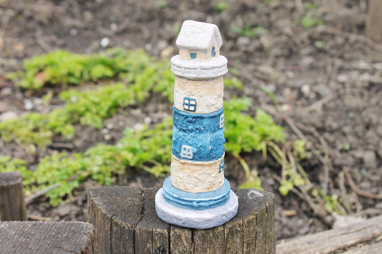 Vintage clay - the Lighthouse figurine - 5.3 inches - Germany figurine - vintage decor - Germany vintage -1990s
