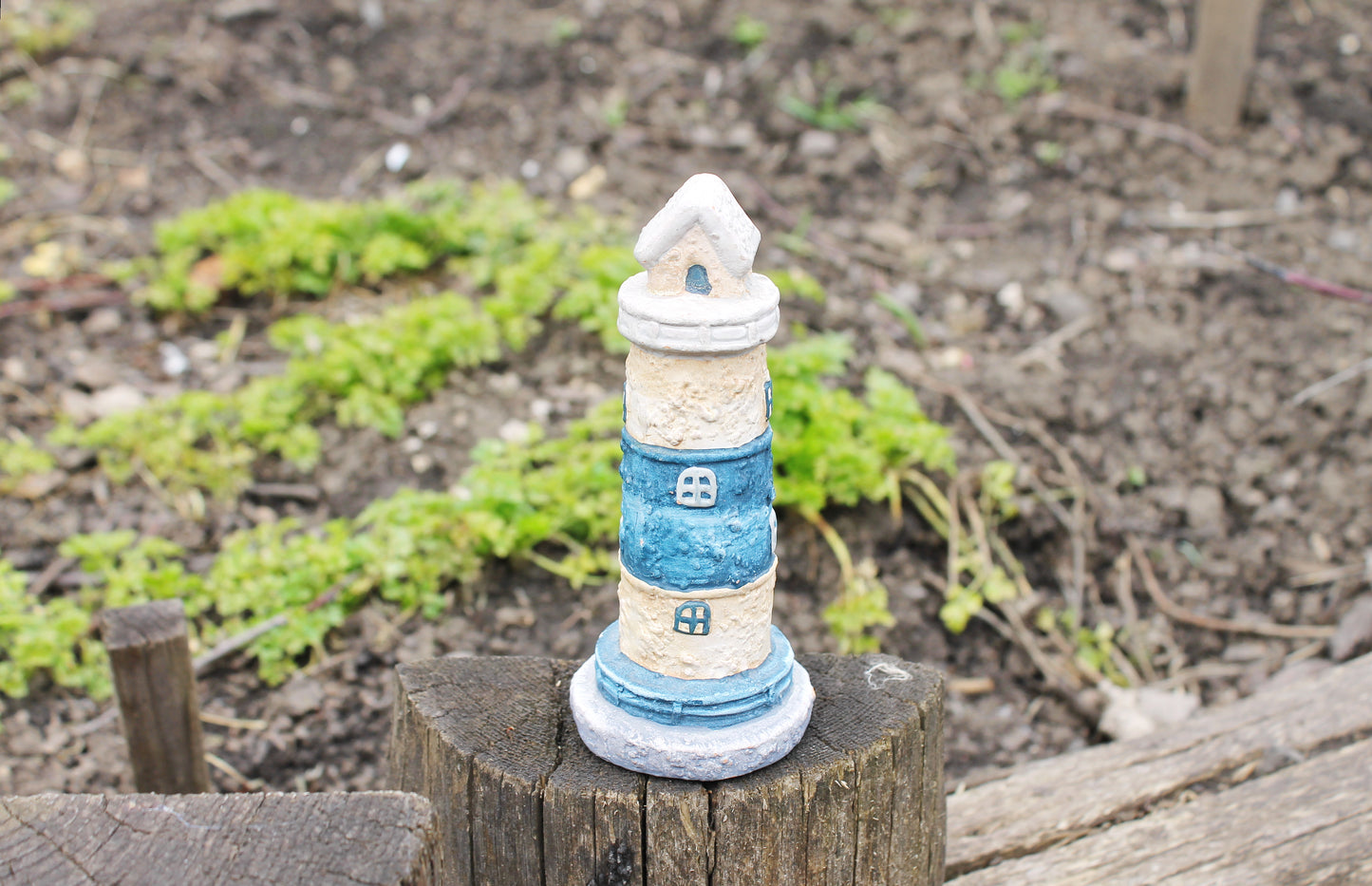 Vintage clay - the Lighthouse figurine - 5.3 inches - Germany figurine - vintage decor - Germany vintage -1990s