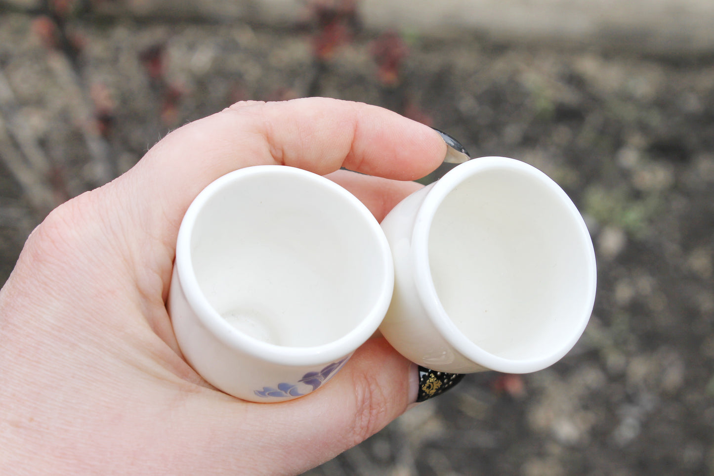 Set of two Vintage porcelain egg holders - 2.3 inches - Vintage Germany ceramic egg stand - 1980s