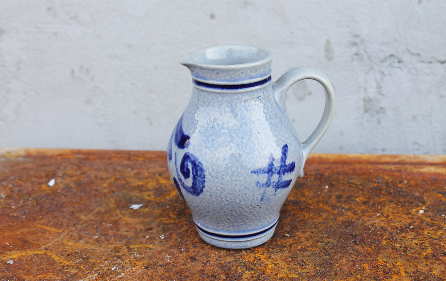Vintage porcelain small blue jug - small vase - 4.7 inches - made in Germany - 1990s