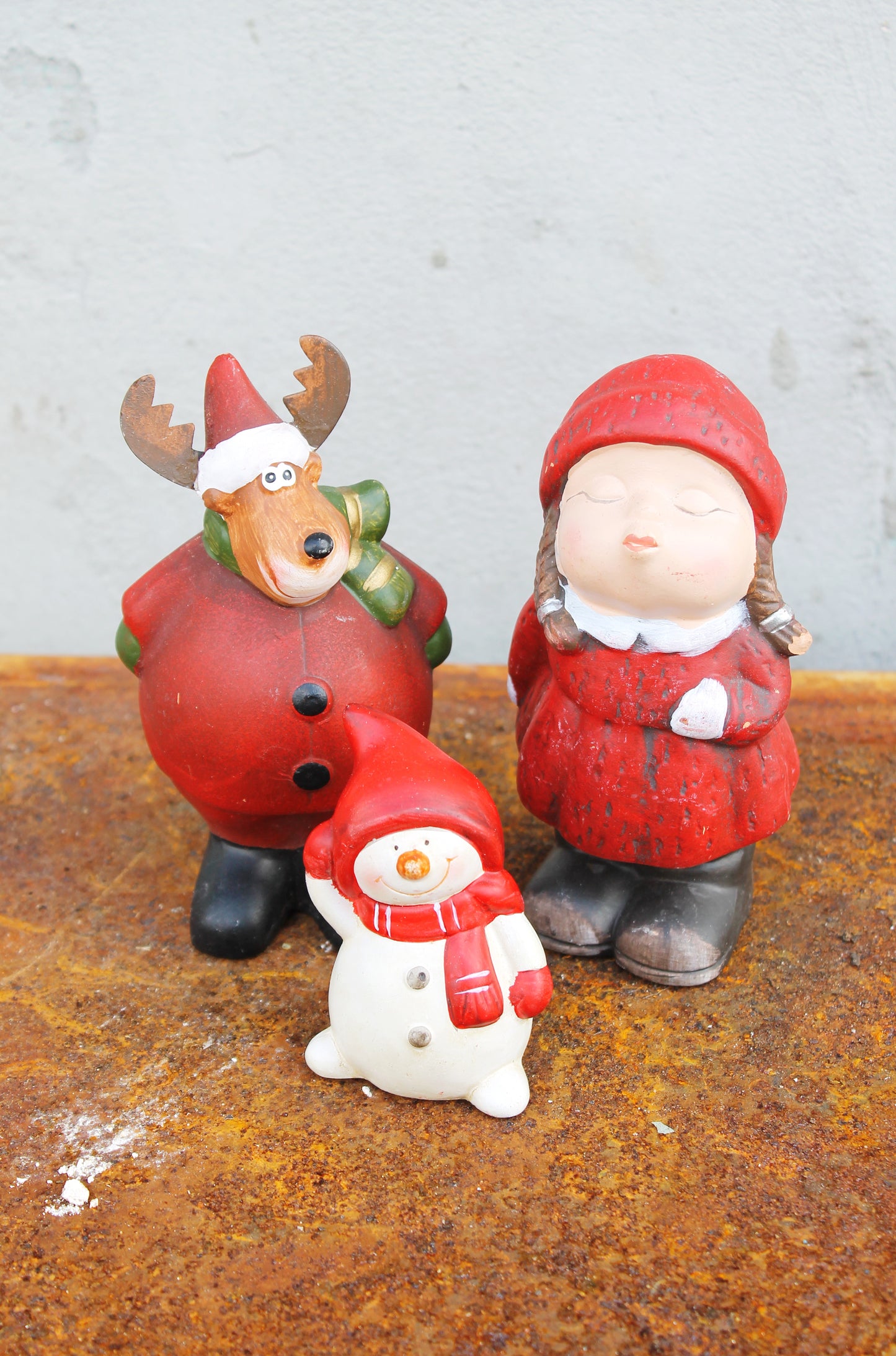 Set of 3 Vintage clay Christmas figurines - 5.9 inches - Christmas gift figurine - vintage decor - Germany vintage - 2000s