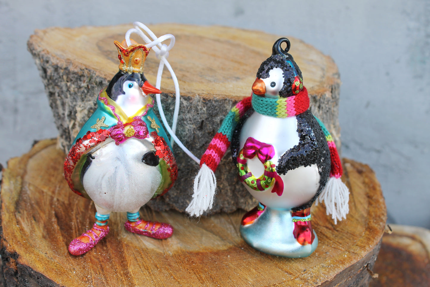 Christmas tree toys - Two penguins - Germany vintage - Christmas - New Year Glass Ornament, Made in Germany - 2000s