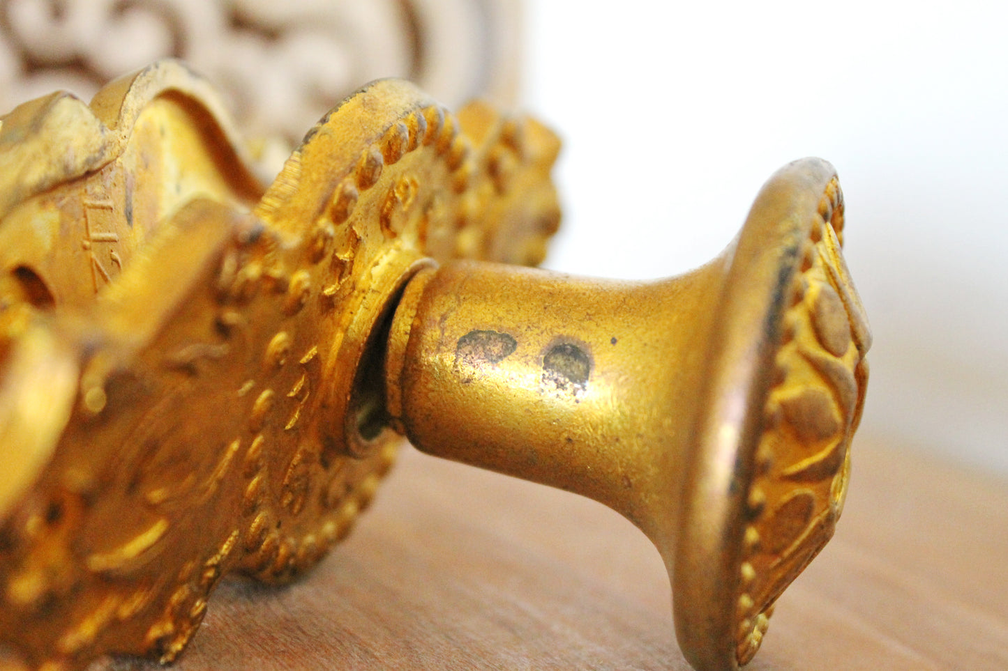 Set of two Vintage metall Door knobs - Metall yellow Handles - Soviet Door Knob 1970s - USSR vintage door knobs