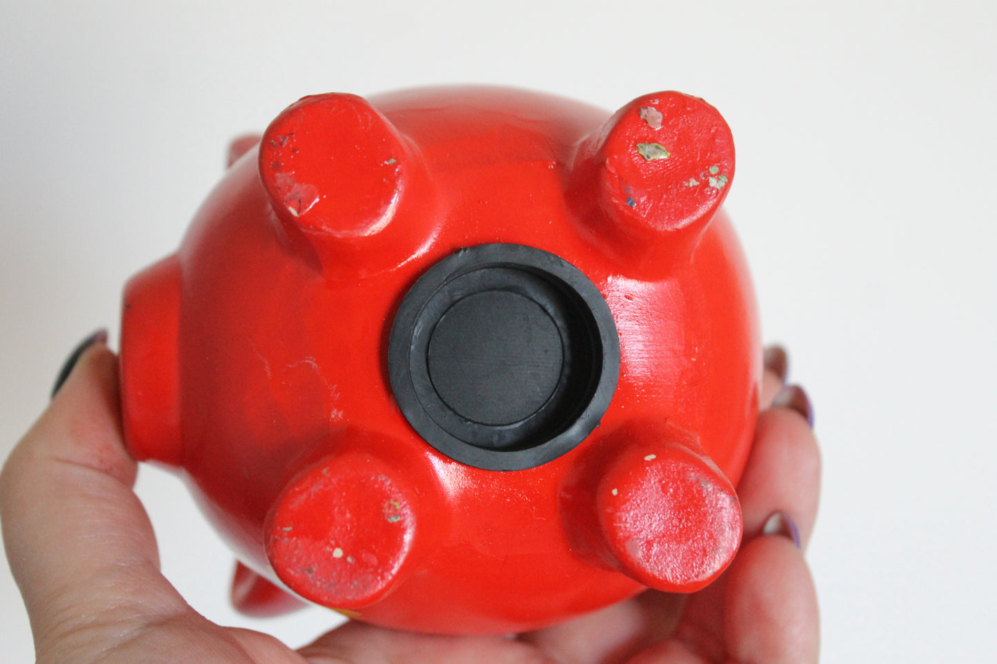 Porcelain red Piggy Bank 4 inches - Vintage Piggy Bank - Home decor - Made in Germany - 1990-2000s