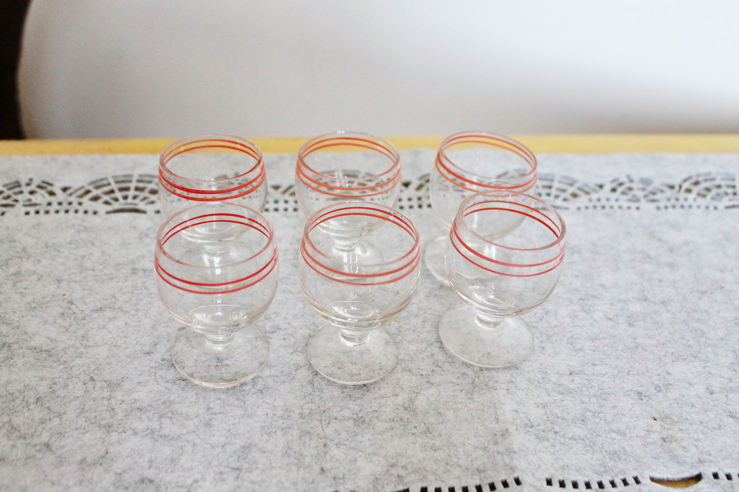 Set of 6 Vintage USSR small Glasses on a leg in original box - glasswares, housewares, antique, 1960s. Soviet Union. Holiday decor