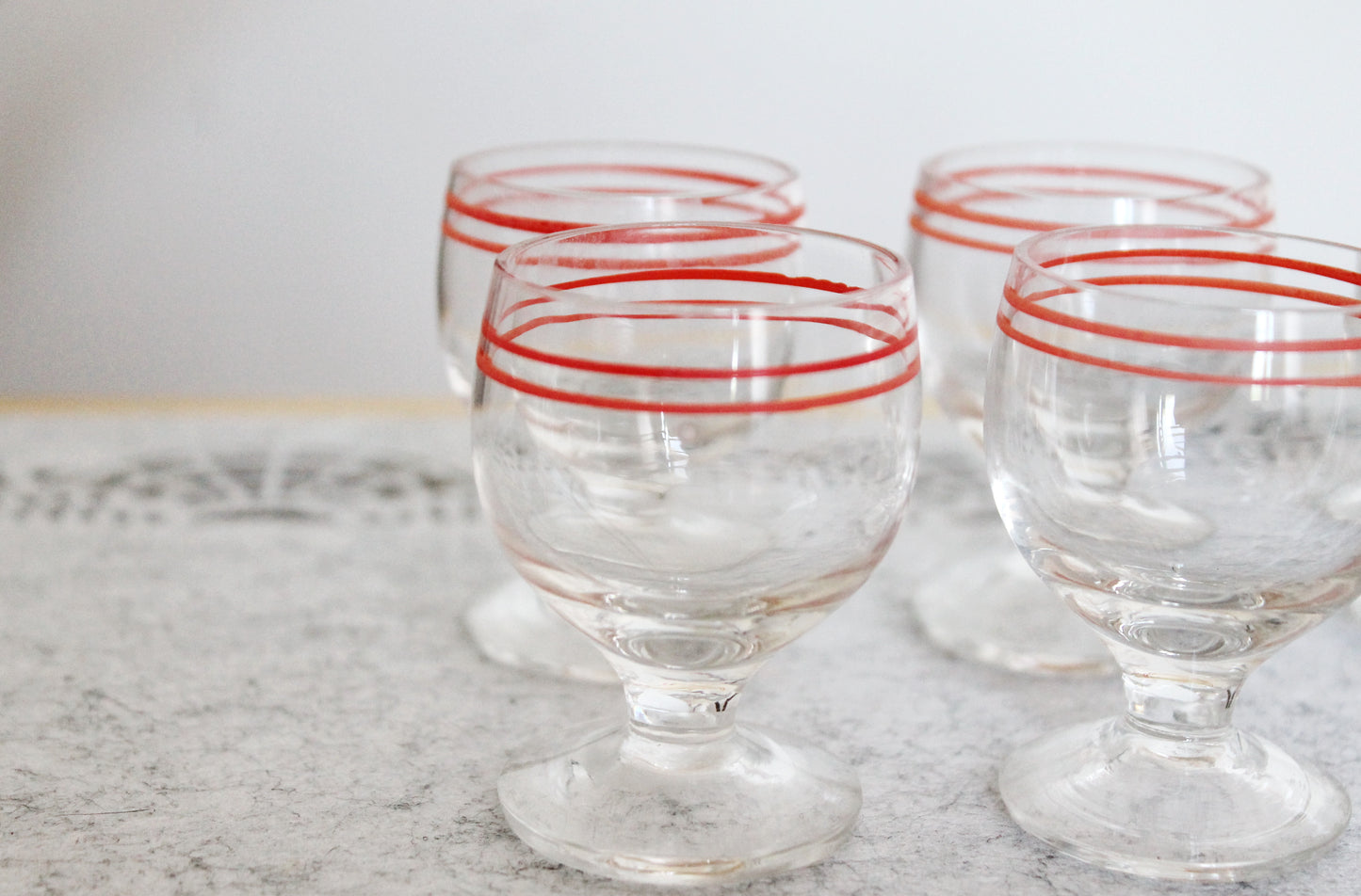 Set of 6 Vintage USSR small Glasses on a leg in original box - glasswares, housewares, antique, 1960s. Soviet Union. Holiday decor