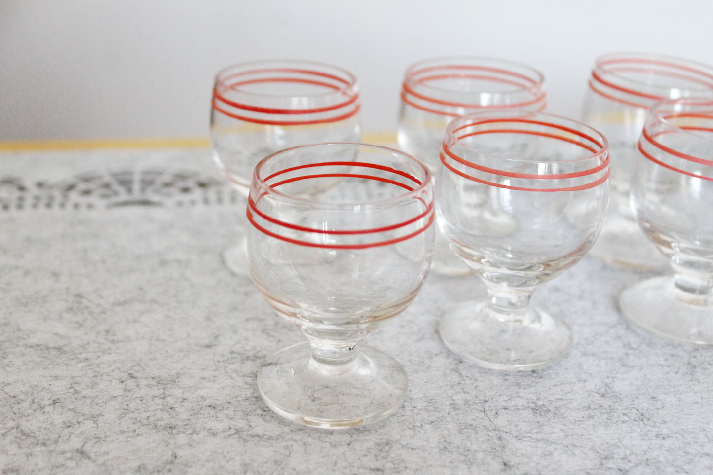 Set of 6 Vintage USSR small Glasses on a leg in original box - glasswares, housewares, antique, 1960s. Soviet Union. Holiday decor