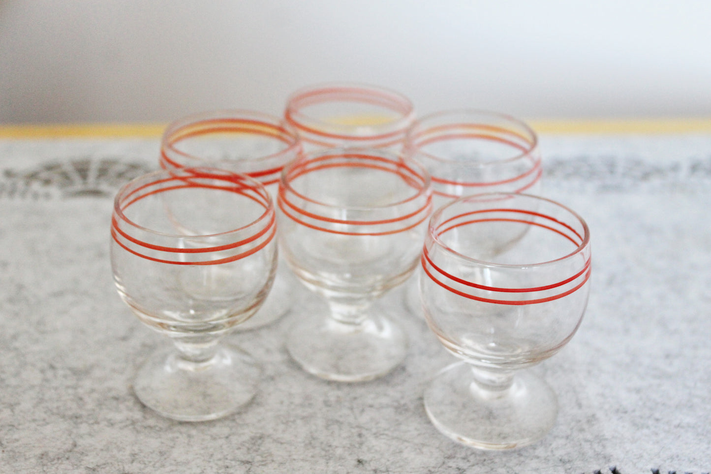 Set of 6 Vintage USSR small Glasses on a leg in original box - glasswares, housewares, antique, 1960s. Soviet Union. Holiday decor