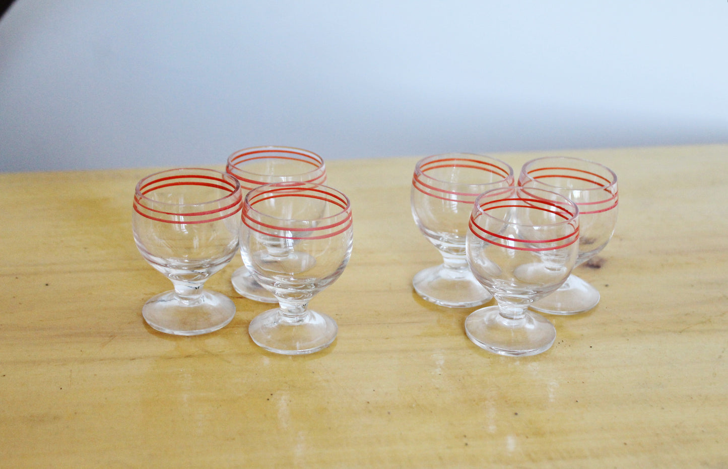 Set of 6 Vintage USSR small Glasses on a leg in original box - glasswares, housewares, antique, 1960s. Soviet Union. Holiday decor