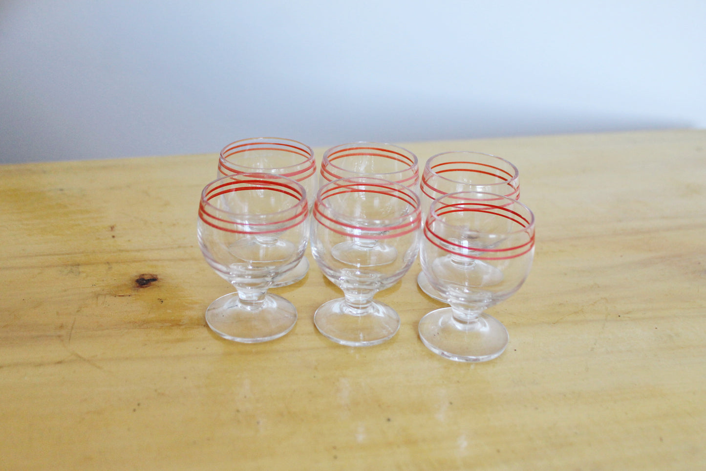 Set of 6 Vintage USSR small Glasses on a leg in original box - glasswares, housewares, antique, 1960s. Soviet Union. Holiday decor