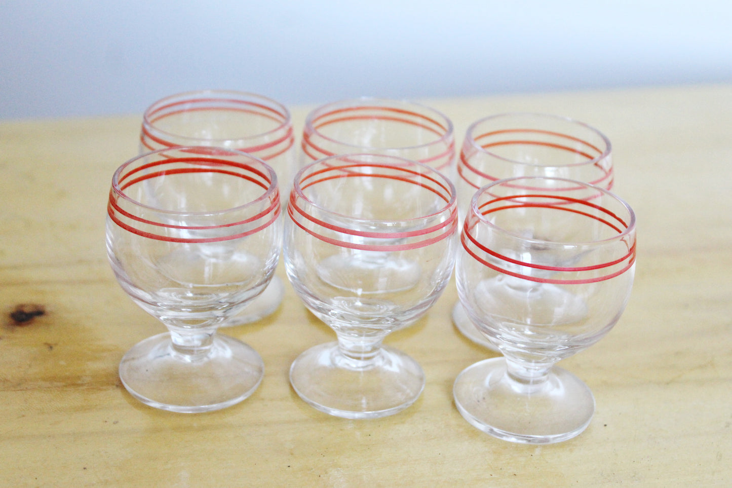 Set of 6 Vintage USSR small Glasses on a leg in original box - glasswares, housewares, antique, 1960s. Soviet Union. Holiday decor
