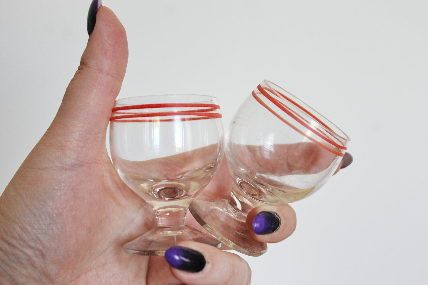 Set of 6 Vintage USSR small Glasses on a leg in original box - glasswares, housewares, antique, 1960s. Soviet Union. Holiday decor
