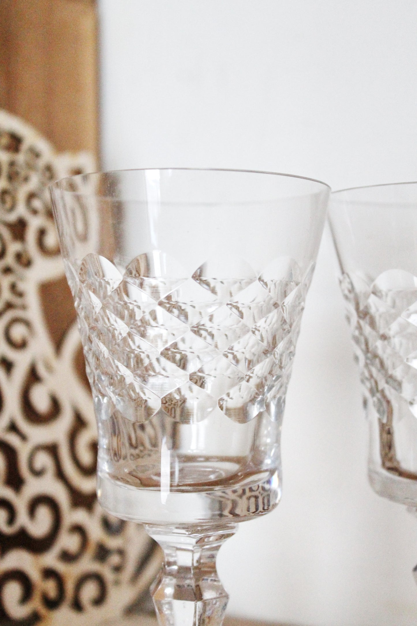 Set of two vintage crystal wineglasses - Germany beautiful vintage wineglasses - home decor glass - 1990s