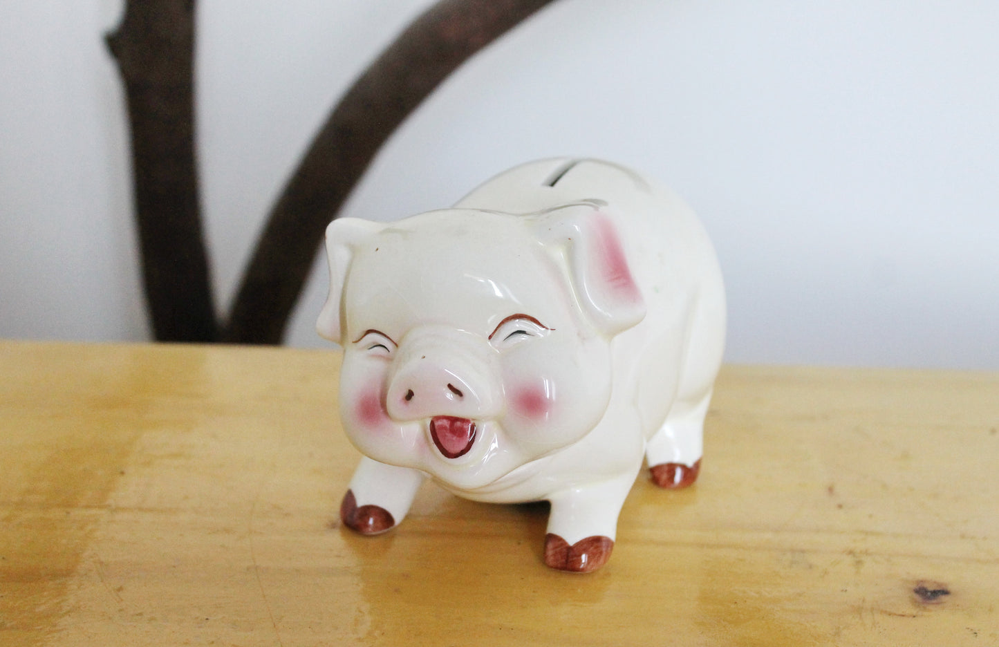 Porcelain pink Piggy Bank 5.9 inches - Vintage Piggy Bank - Home decor - Made in Germany - 1990-2000s
