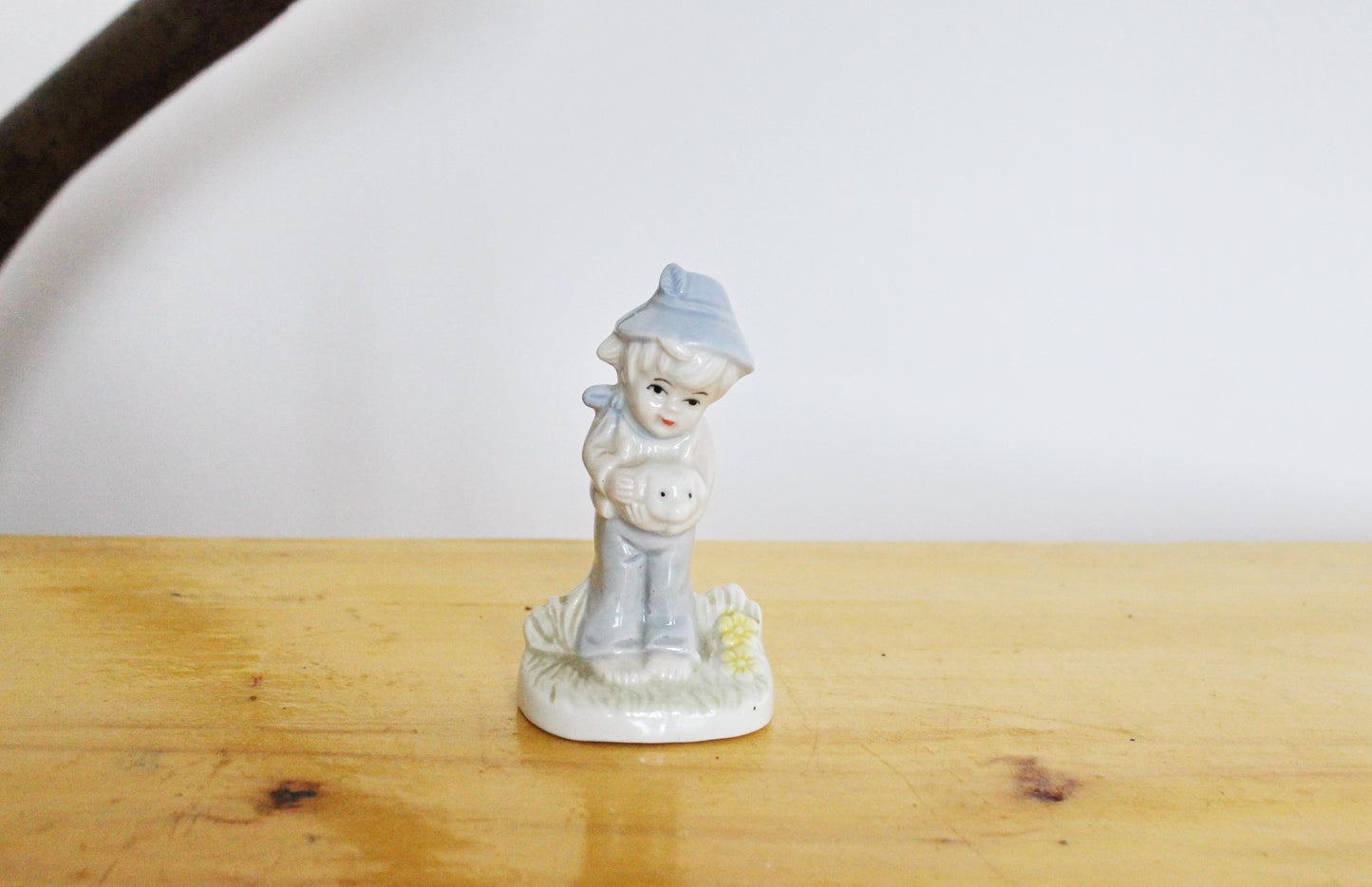 Vintage Porcelain boy with a pet 4.3 inches - Germany porcelain figurine - vintage decor - Germany vintage - later 1980s