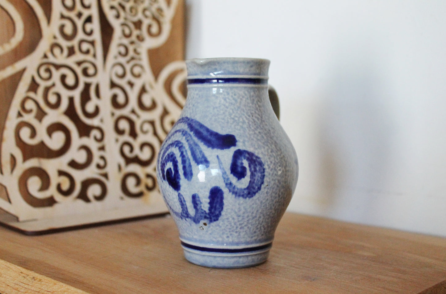 Vintage porcelain small blue jug - small vase - 4.7 inches - made in Germany - 1990s