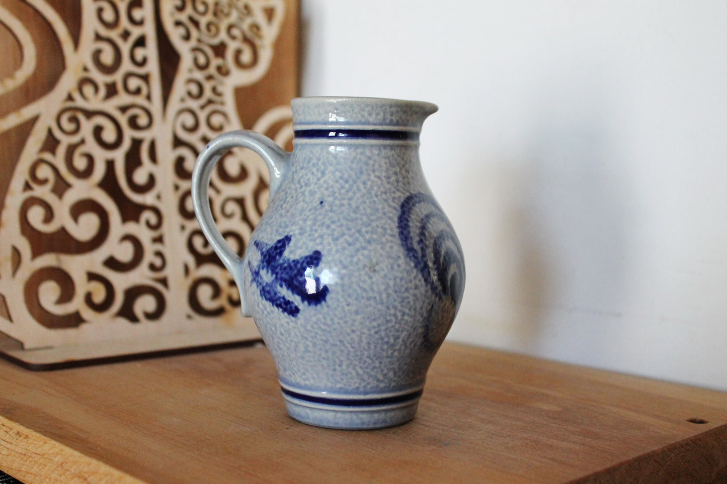 Vintage porcelain small blue jug - small vase - 4.7 inches - made in Germany - 1990s