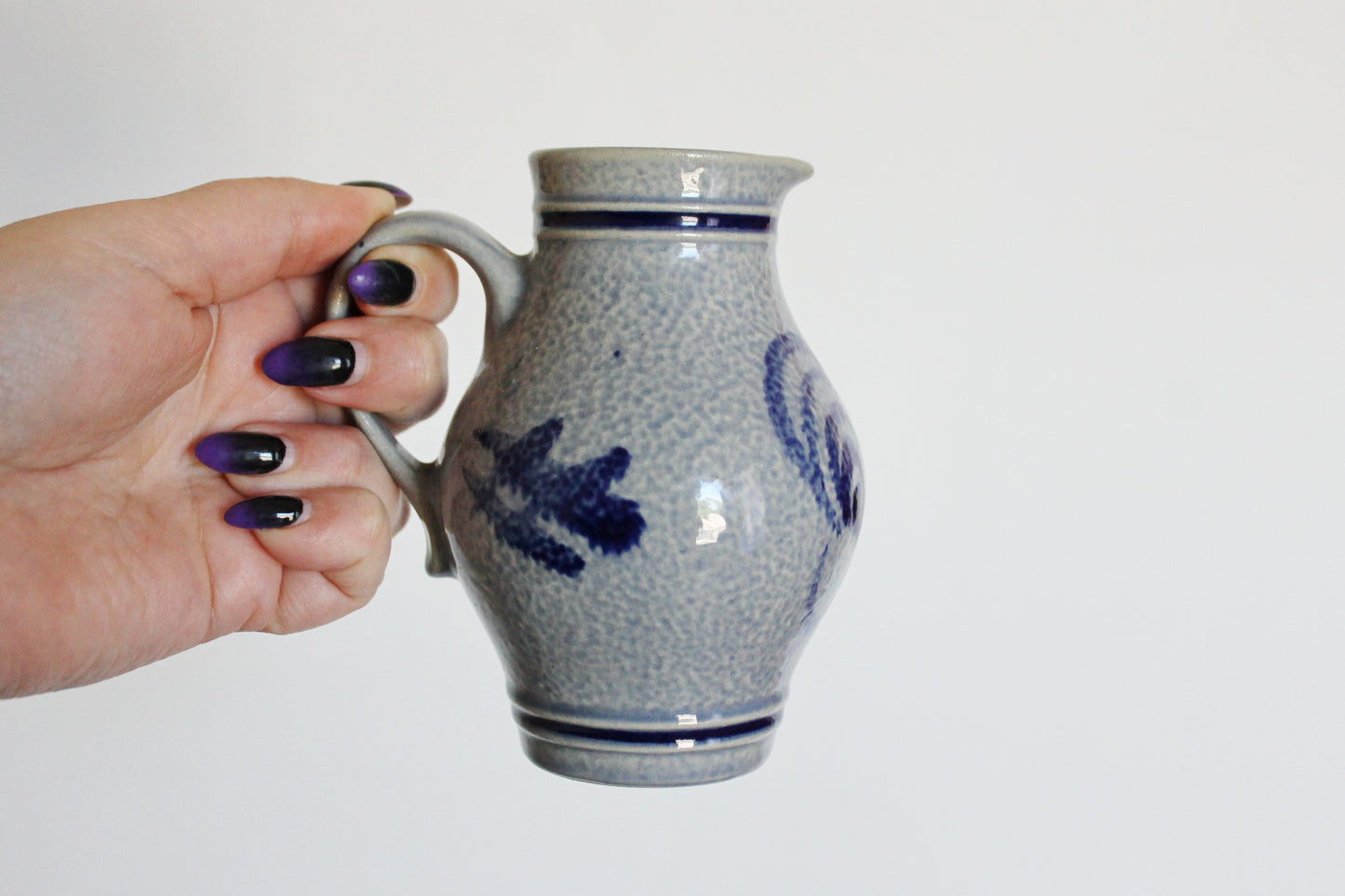 Vintage porcelain small blue jug - small vase - 4.7 inches - made in Germany - 1990s