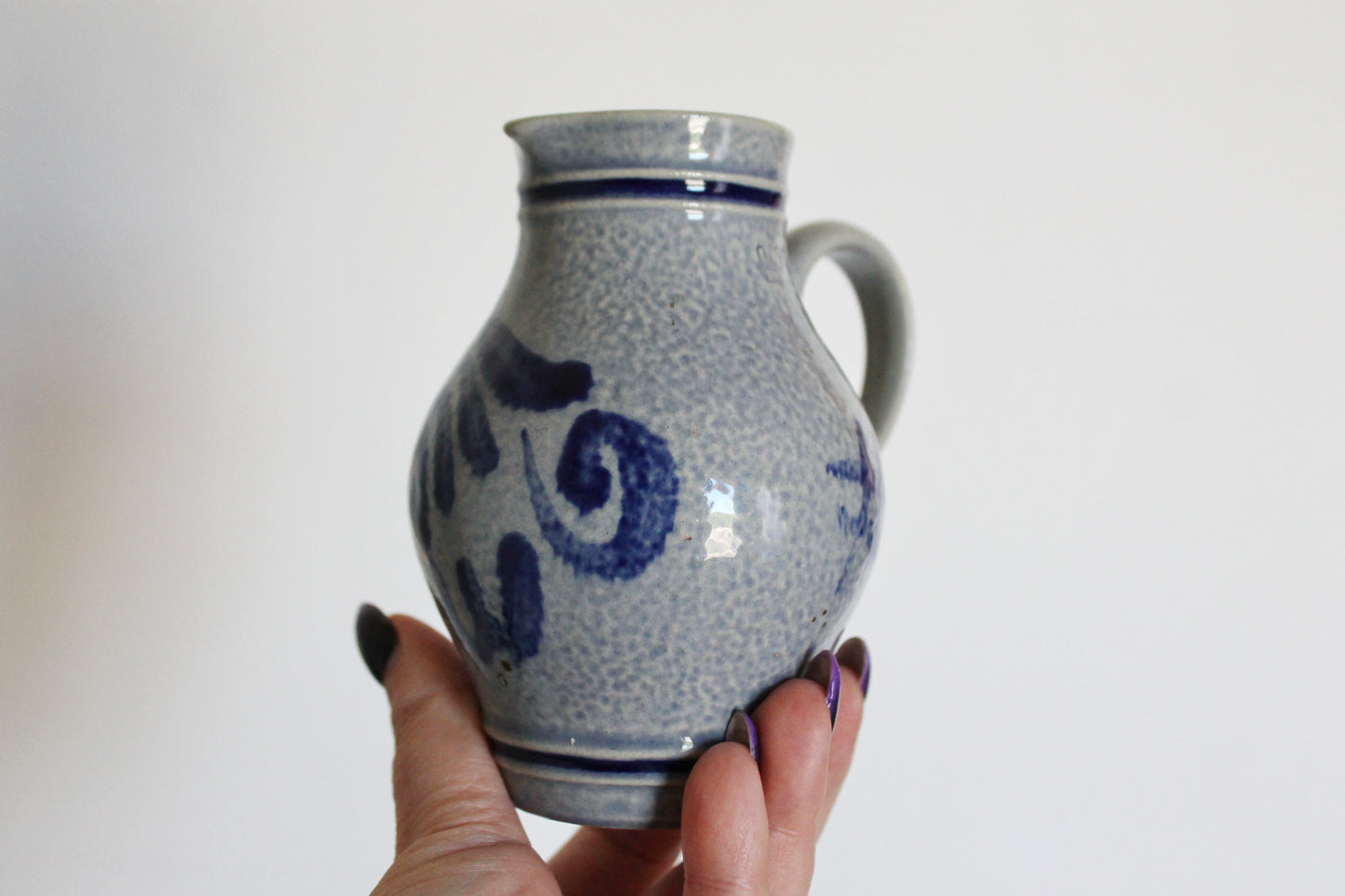 Vintage porcelain small blue jug - small vase - 4.7 inches - made in Germany - 1990s