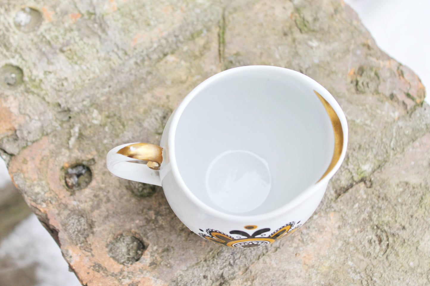 Porcelain Floral Сreamer # 2 - 4.1 inch - Vintage USSR creamer - Vintage Sauce Boat - Made in Soviet Union - Poltava porcelain factory - 1970