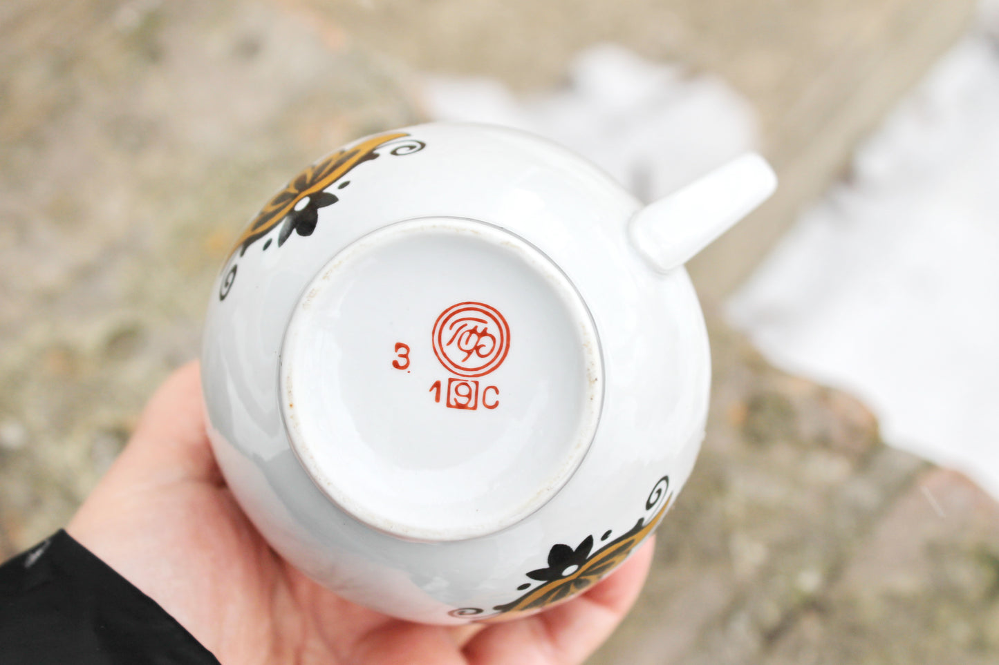 Porcelain Floral Сreamer # 2 - 4.1 inch - Vintage USSR creamer - Vintage Sauce Boat - Made in Soviet Union - Poltava porcelain factory - 1970