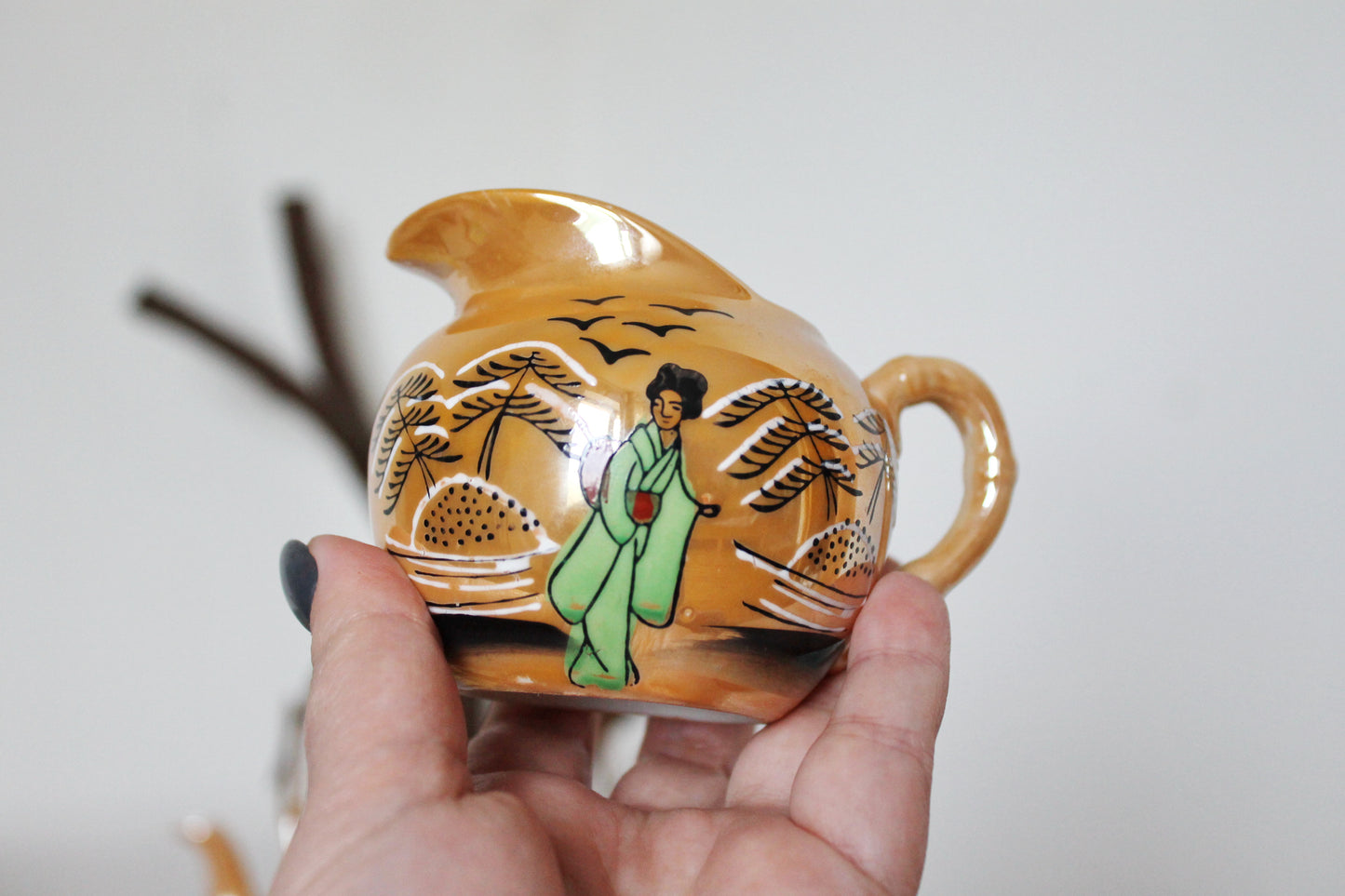 Porcelain beautiful oriental Tea Set with Japanese ornament - Vintage porcelain - 1980-1990s