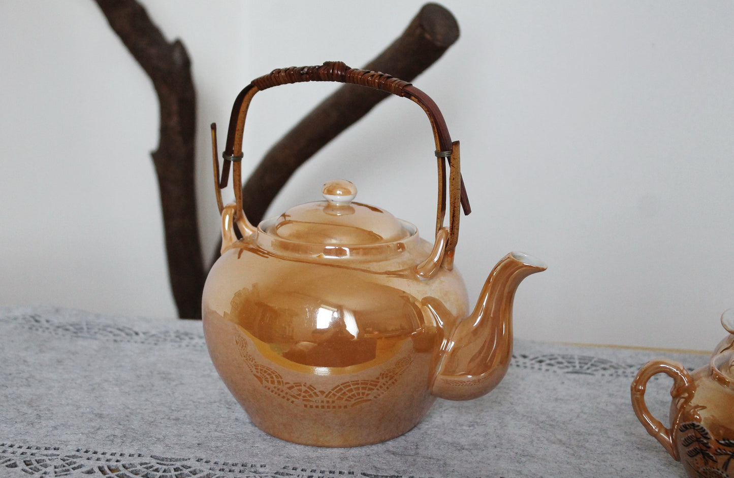 Porcelain beautiful oriental Tea Set with Japanese ornament - Vintage porcelain - 1980-1990s