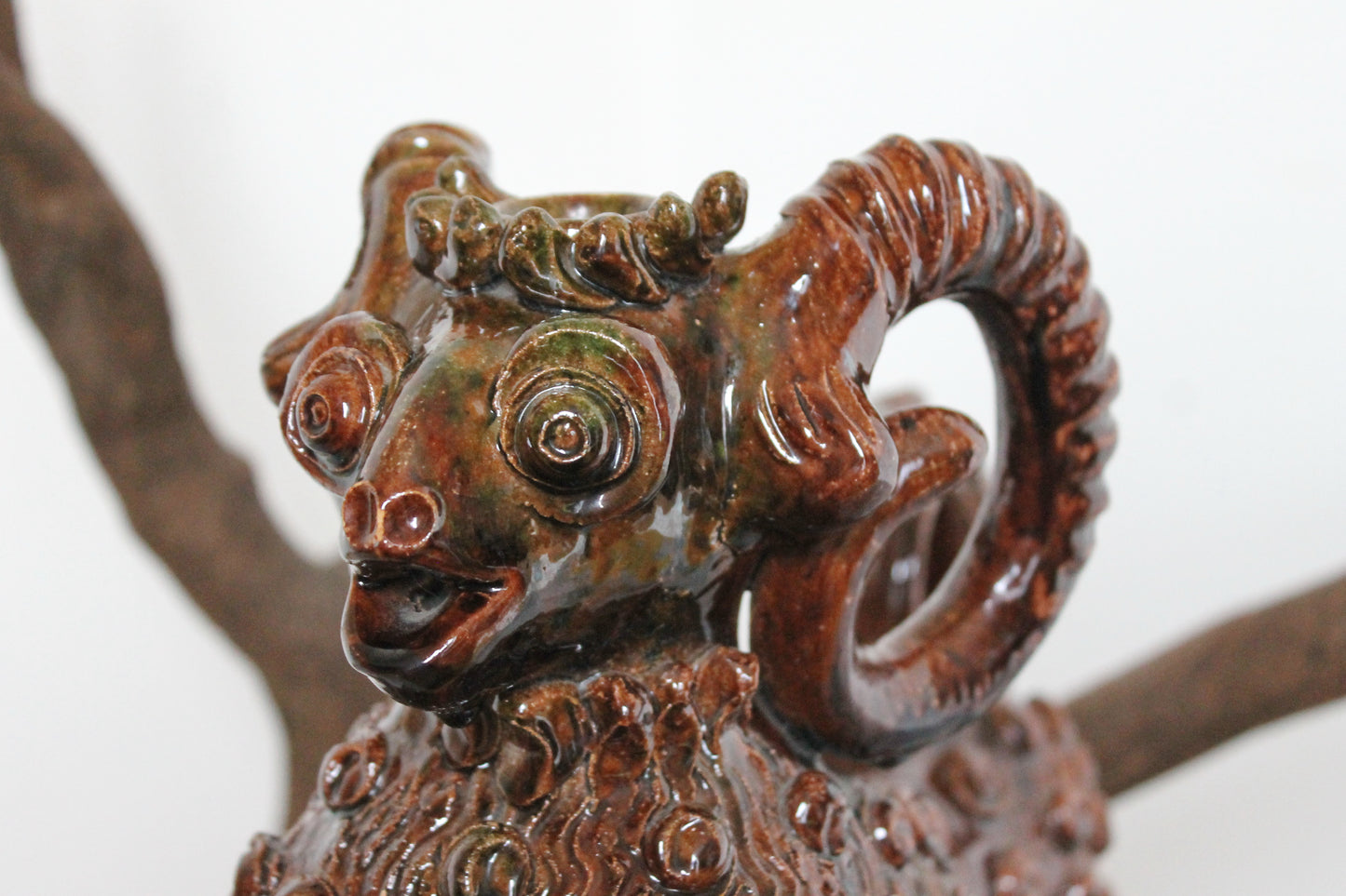 Vintage Big Ram Pitcher 12.6 x 14 inches - Artistic Majolica - made in Ukraine 1970s - made of clay
