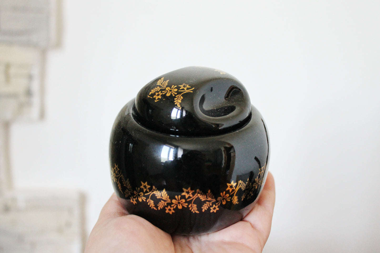 Vintage beautiful Black with golden flowers Porcelain Tea Set - made in Germany - 1980s
