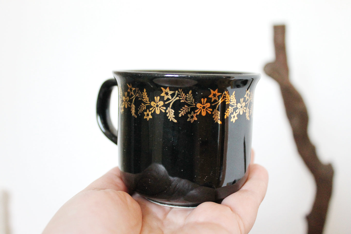 Vintage beautiful Black with golden flowers Porcelain Tea Set - made in Germany - 1980s