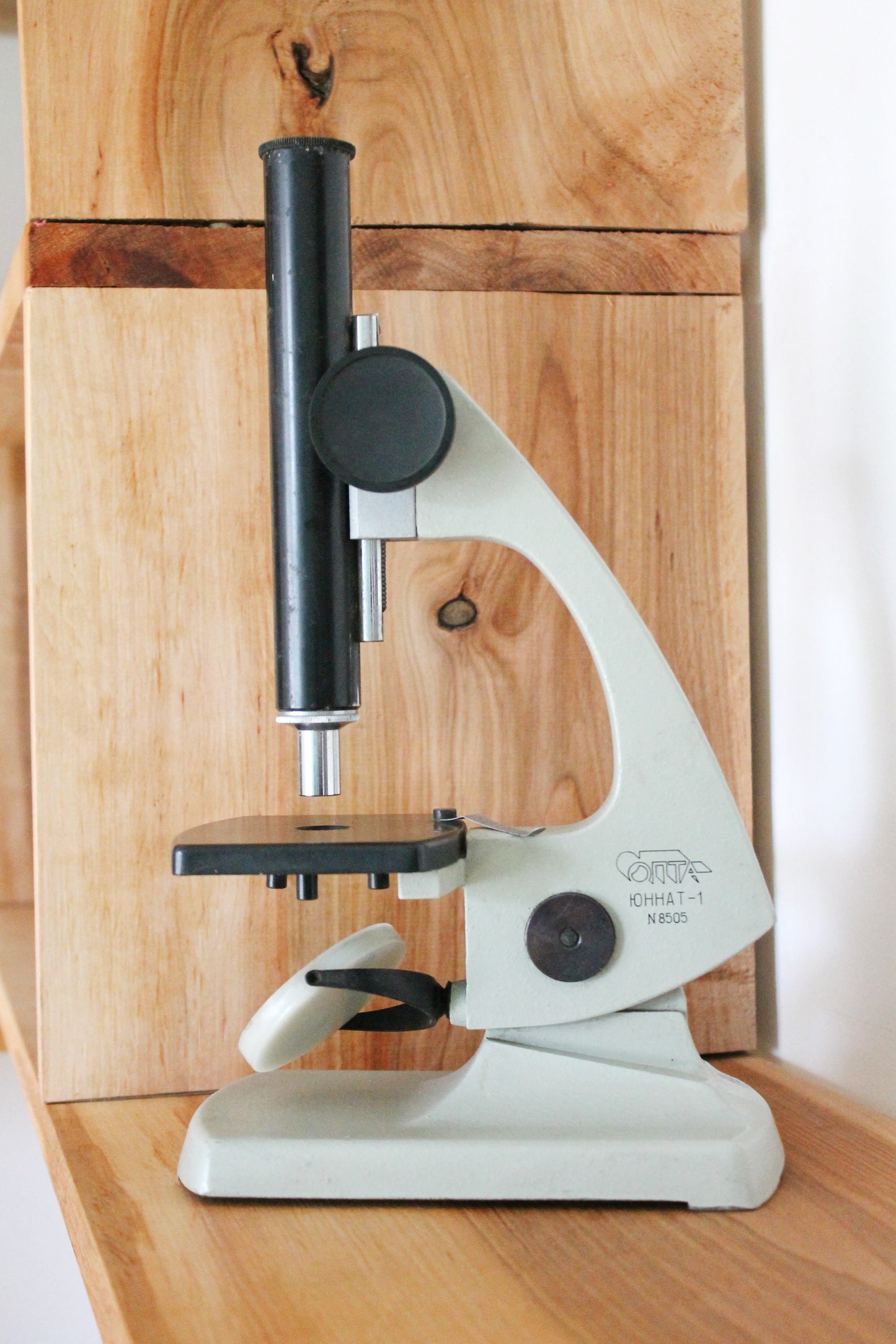 Soviet Vintage School Microscope JunNat-1 optical instrument made in USSR - 1980s - Ukrainian vintage